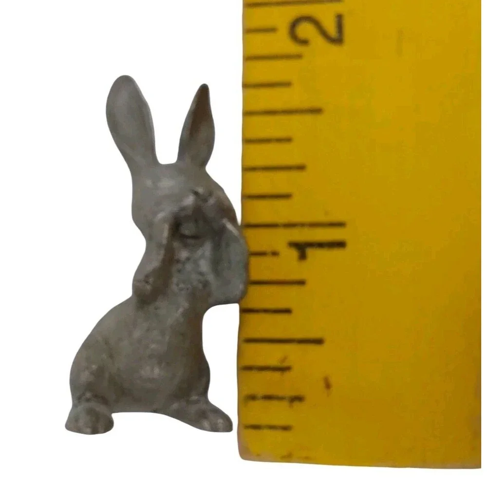 Pewter Figurine 1980's Rabbit Miniature Animal Sculpture Signed Easter 1.75